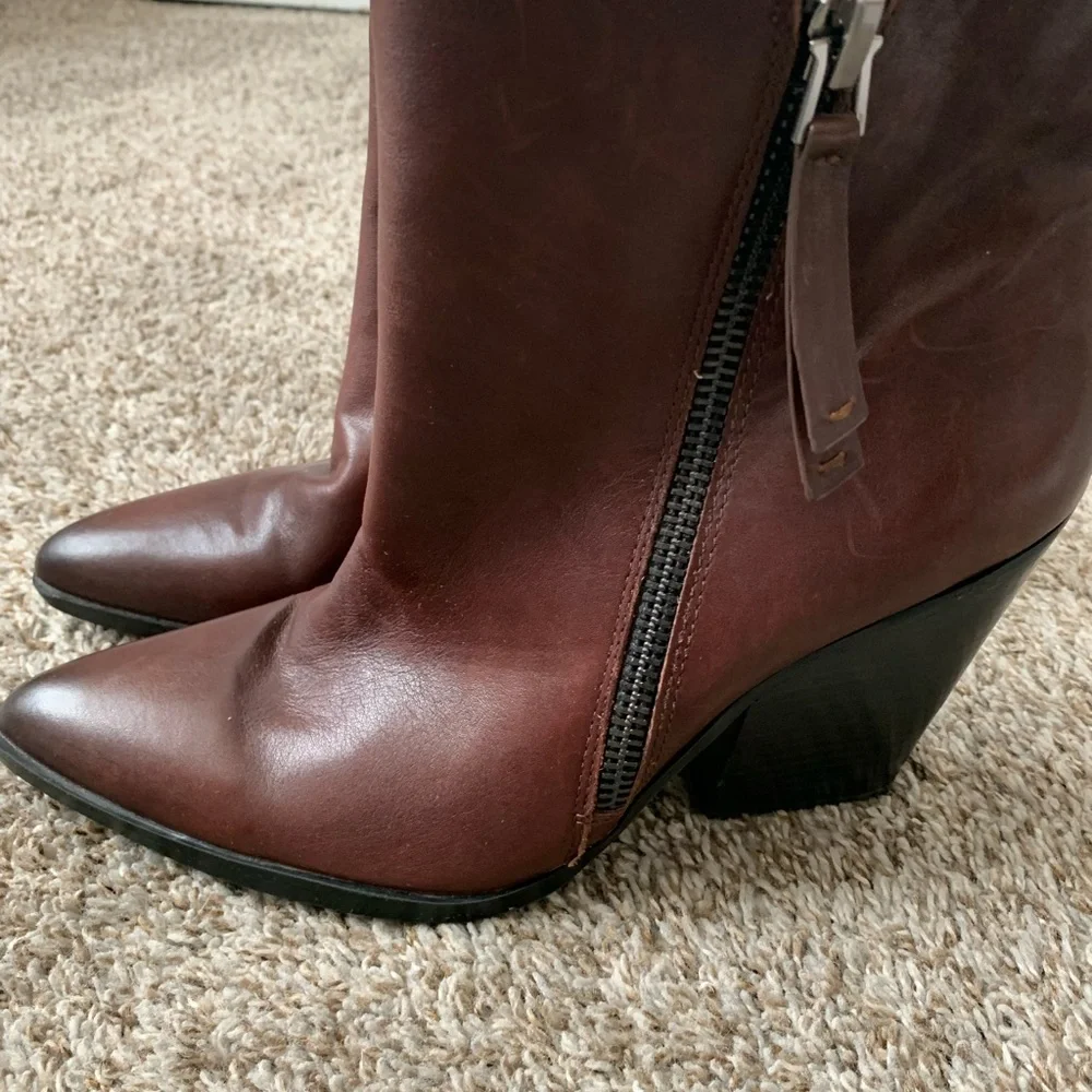 Naturalizer dark brown leather ankle boots size 11 western‎ boho classic booties
